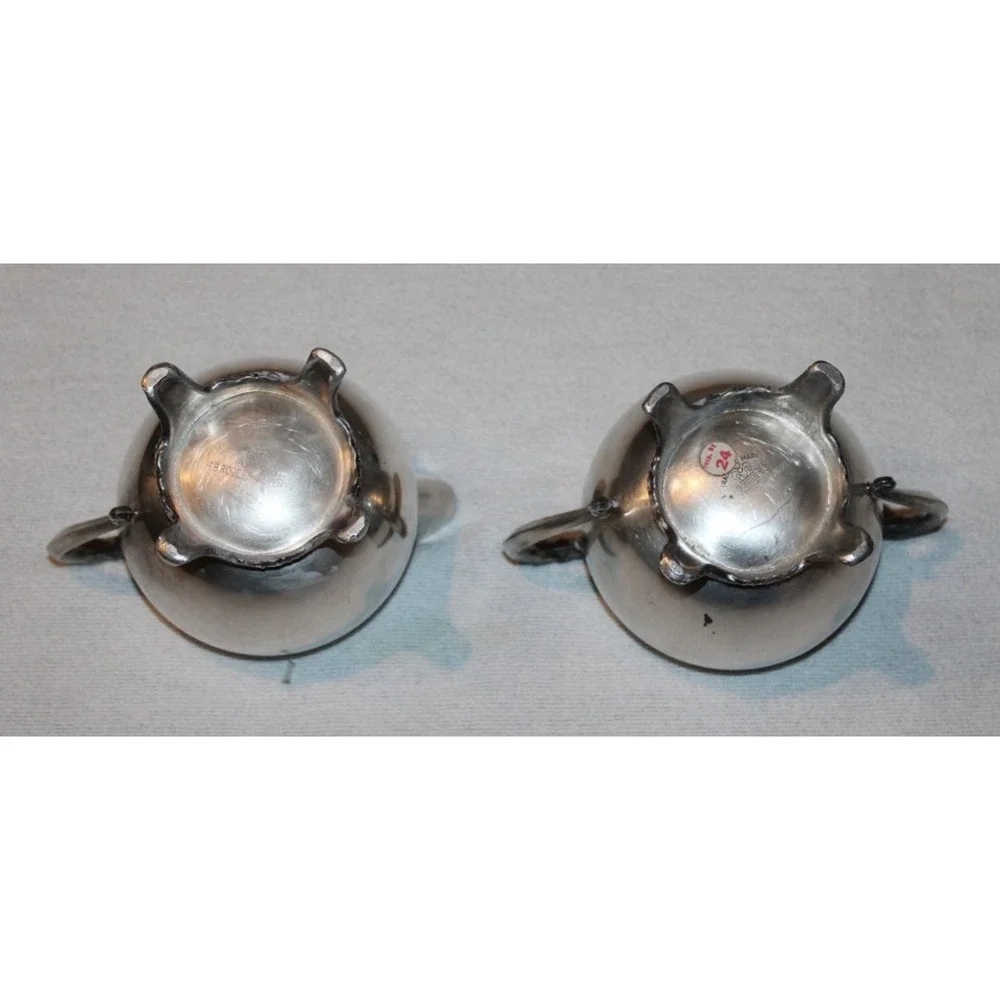 vintage F.B. Rogers Silver Co. silverplated creamer & sugar set with lid footed